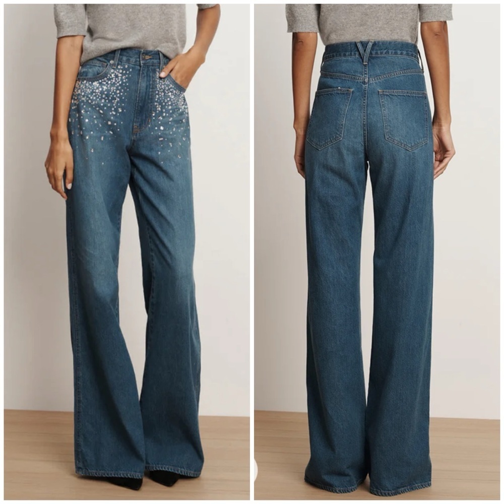 NWT Veronica Beard Kasey Crystal Wide-Leg Jean SZ 26 - Picture 2 of 8